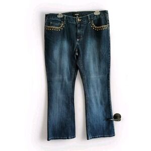 Daisy Fuentes Jeans Women's 14P Blue Denim Studded Stretch Straight Cropped Rock